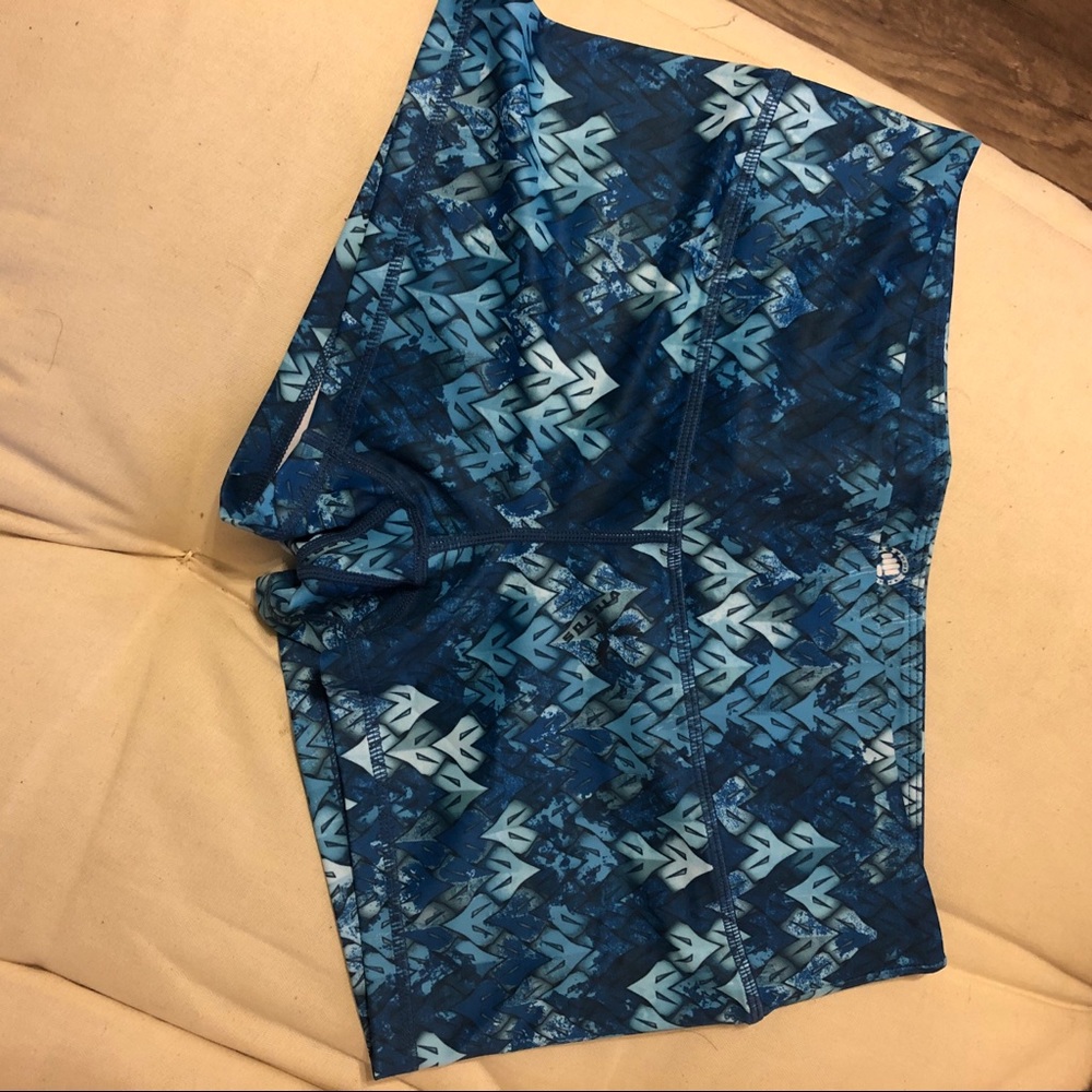 Blue pattern booty shorts- excellent condition